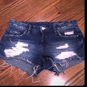 Ripped blank jean shorts